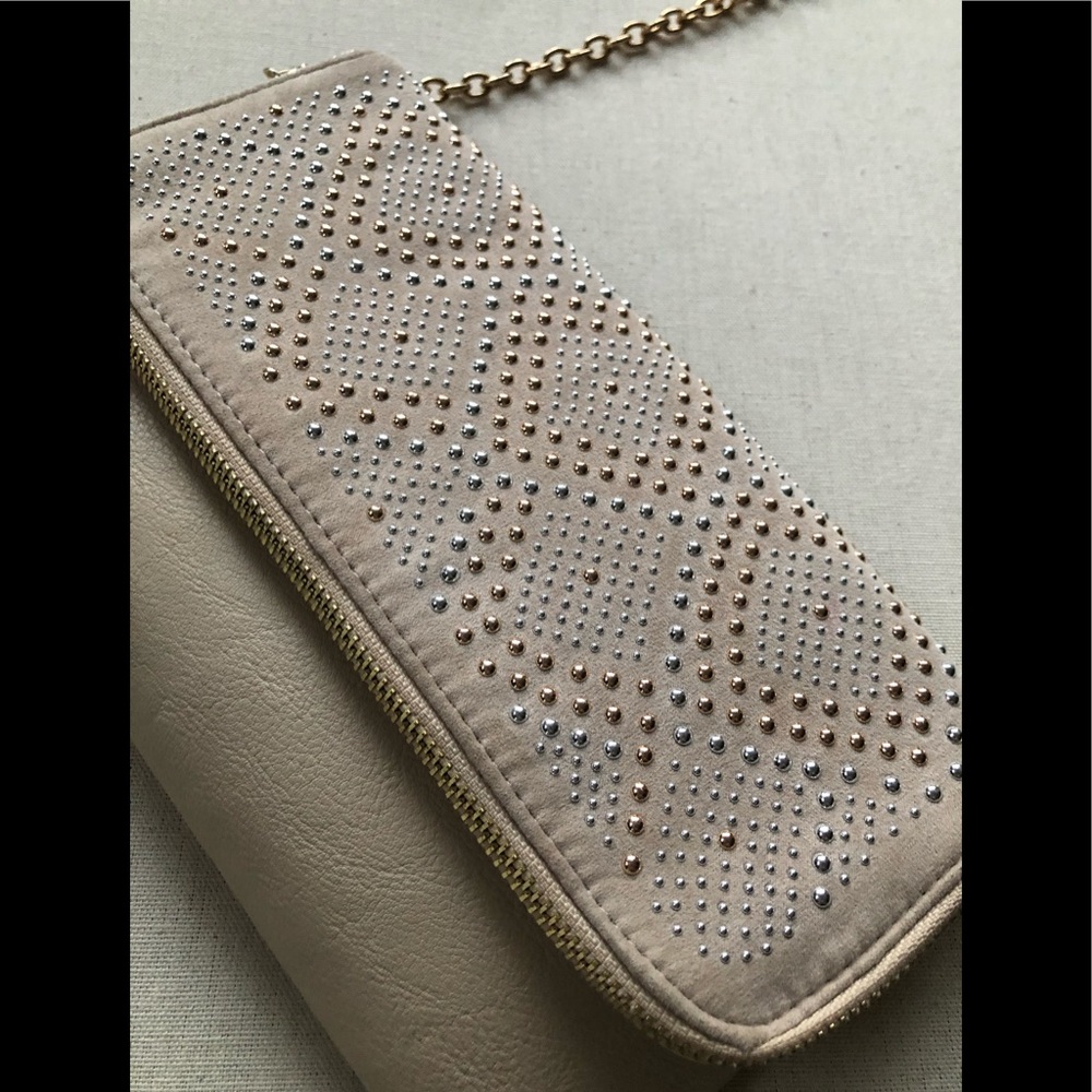 Aldo handbag, with chain strap. Cream with studs